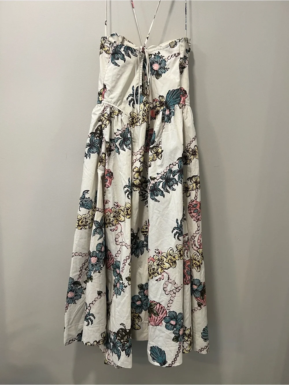 Free People Cherish Printed Midi Dress Size 4 Floral Cotton NWOT Pockets DS1